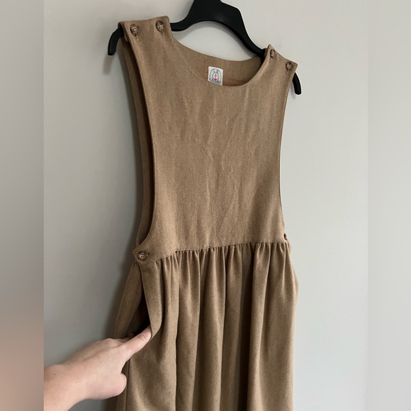 J.G. Hook Vintage Wool Pleated Apron Jumper Midi Dress in Tan / Light Brown, 10P - Picture 10 of 12